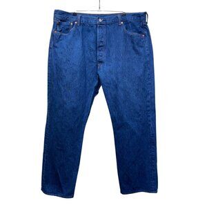 Levis 501 Button Front Jeans Cotton Straight Leg Dark Blue Wash Denim 40X30 #o